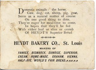 Victorian Trade Card Heydt Bakery Co St Louis Missouri