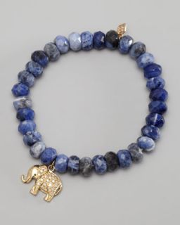 Sydney Evan Diamond Elephant Charm Beaded Bracelet   