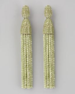 Y18MQ Oscar de la Renta Long Chain Tassel Earrings, Green
