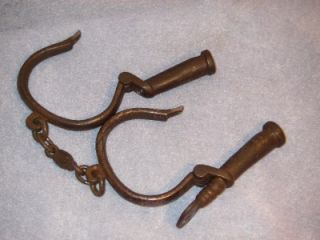 Antique Handcuffs Really Old Hiatt Warranted Hand Cuffs