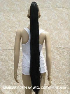 Heat resistant 40 long black clip on hair extension ponytail