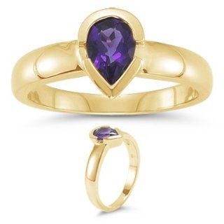 00 Cts Amethyst Solitaire Ring in 14K Yellow Gold 3.0 Jewelry