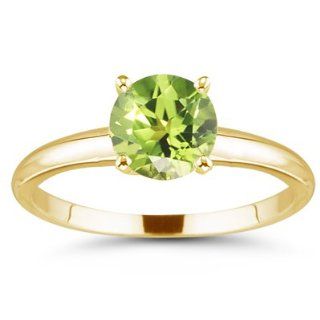 46 0.55) Cts Peridot Solitaire Ring in 14K Yellow Gold 4.5