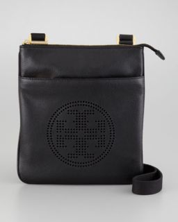 Tory Burch Leather Perforated Swingpack Bag, Black   