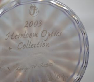 Fenton Heirloom Optic Collection Lavendar Crest HP Vase