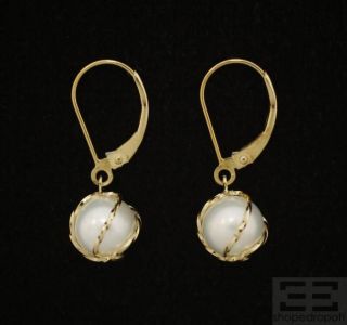 designer 14k yellow gold wrapped cultured freshwater pearl earrings