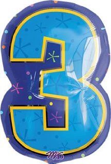 Number 3 Multicolor 20 Mylar Balloon Health & Personal