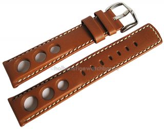 20mm Hirsch RALLY Sport GT Gold Brown Leather Watch Band Strap