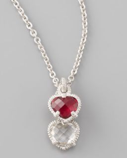 Y19QX Judith Ripka Silver Twin Heart Pendant Necklace