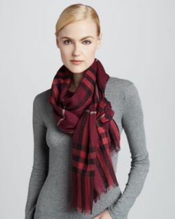Burberry Giant Check Gauze Scarf, Mallow Pink   