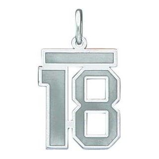 Sterling Silver Medium Satin Number 18 Charm Jewelry 