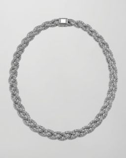 Small Braided Silver Chain Necklace, Plain