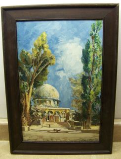 Old Franklyn Heiss Temple Oil Painting Listed Buffalo NY Listed Artist