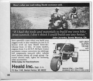 1978 Vintage Ad Heald SST 2021 Super Tryke Motorcycle Benton Harbor MI