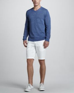 46UF Vince Heathered Linen Blend Sweater & Twill Trouser Shorts
