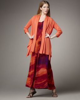 Melissa Masse Open Front Cardigan With Printed Jersey Maxi Dress