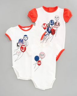 Z0X0K Little Marc Jacobs Babys 1st Year Bodysuit Gift Set, Ecru Red
