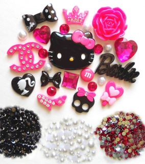 USA    DIY Hello Kitty Bling Phone Case Flatback Cabochons Kawaii Deco