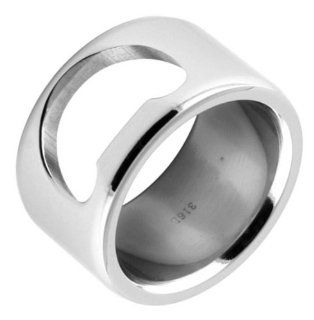   316L Stainless Steel Bottle Opener Mens Ring   Size 14: Jewelry