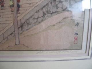 hiroshi yoshida signed temple gate woodblock print