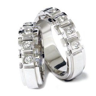 MODERN SI Diamond His Hers Matching Wedding Ring Band Set