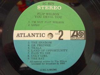 Flip Wilson LP You Devil You SC 8179 Atlantic Album