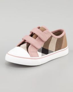 45MP Burberry Check Double Strap Sneaker, Slate Pink