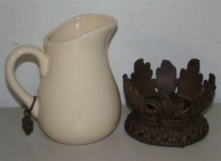 GG Collection Gracious Goods Large 126oz Pitcher w Metal Base Cream