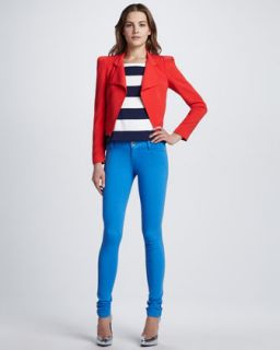 47RF Alice + Olivia Morris Motorcycle Jacket, Lincoln Striped Top