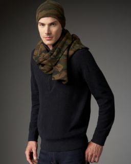 Vince Camouflage Knit Hat, Half Zip Sweater & Camouflage Knit Scarf
