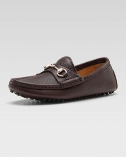 Z0WTG Gucci Leather Driving Loafer, Dark Brown