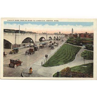 1920s Vintage Postcard   Viaduct over Charles River to