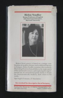 Introduction to Robert Frost VHS Helen Vendler English Literature