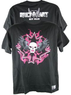 Bret Hart Winged Skull Maple Leaf WWE Black T Shirt