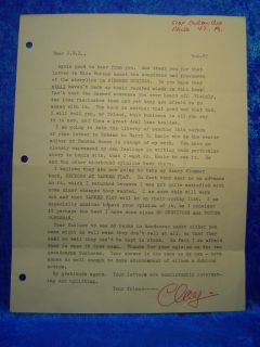 Clay Fisher Henry Wilson Allen Signed Typed Letter 1957