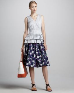 Marni Sleeveless Pleated Peplum Top & A Line Floral Skirt   Neiman