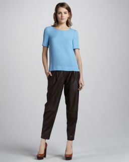 47A7 Theory Milya Short Sleeve Top & Ford Relaxed Leather Pants