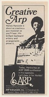 1975 Herbie Hancock Arp 2600 Synthesizer Print Ad