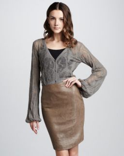 Vince Cowl Neck Sweater & Leather Pencil Skirt   