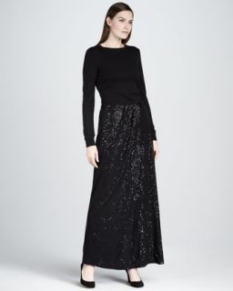  Sequin Ruched Maxi Skirt   