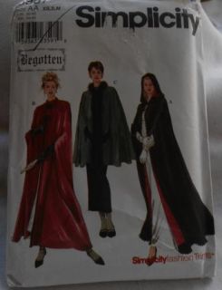 Simplicity 8987 Misses Cape Cloak Sewing Pattern Hooded Variation Goth