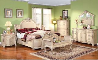 White Bedroom Furniture Traditional Bed Set Panel Beds Queen Size NEW
