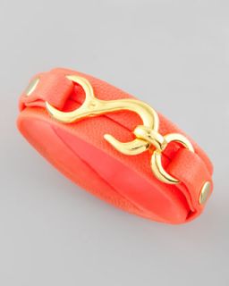 Gorjana Taylor Neon Leather Wrap Bracelet, Coral   