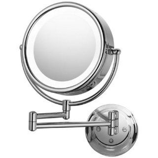 Lighted Wall Mounted Magnifying 5X to 1X Mirror in Dark