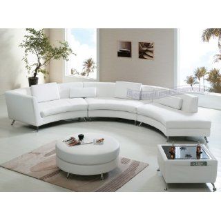 Contemporary Furniture White Leather Open Chaise Sectional