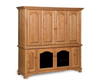 Amish TV Entertainment Center Armoire Solid Oak Wood Media Hutch