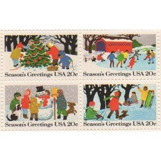 Seasons Greetings USA Set of 4 x 20 Cent US Postage