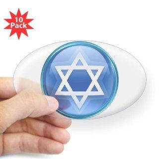 Sticker Clear (Oval) (10 Pack) Blue Star of David Jewish