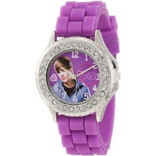 Justin Bieber Kids JB1050 Purple Rubber Analog Watch: Watches: 