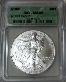 2000 Silver 1 ICG MS 69 COLLECTOR COIN 1038